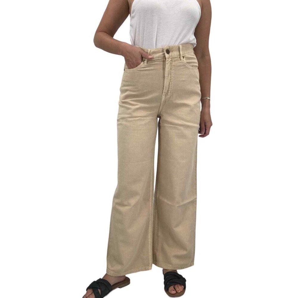 NWT Free People x Sandrine Rose Wide Leg Jeans Sunflower Tan Beige Cream Qty